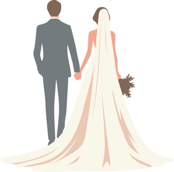 Groom and Bride Wedding Illustration. vector