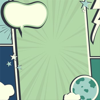 comic book background template with speech bubbles and clouds vector
