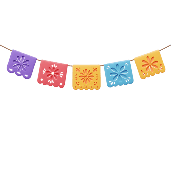 Festive paper garland with floral cutouts for party decoration png
