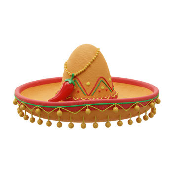 Festive Sombrero with Chili Pepper and Beads Celebration Ready png