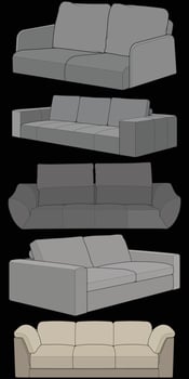 a bundling set of different couches and chairs vector