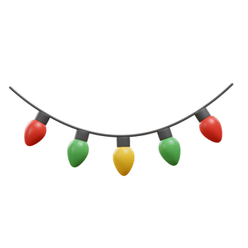 Hanging Decorative String Lights with Red Green and Yellow Bulbs png