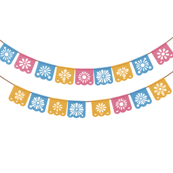 Festive Garland Hanging with Colorful Paper Flags for Celebration png