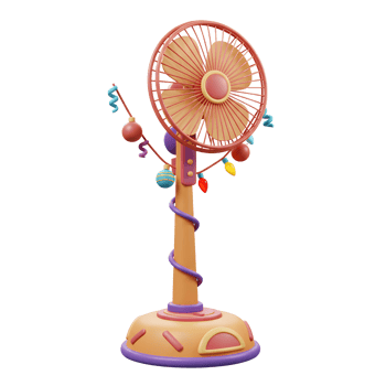 Festive Standing Fan with Christmas Decorations for Holiday Season png