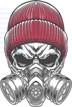 Skull in gas mask illustration vector