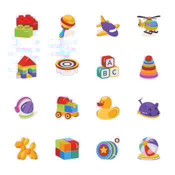 Check out premium collection of kids toys and playthings 3d icons vector