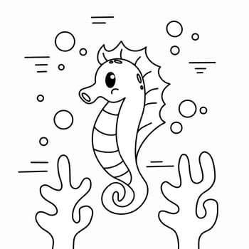 Seahorse coloring page vector