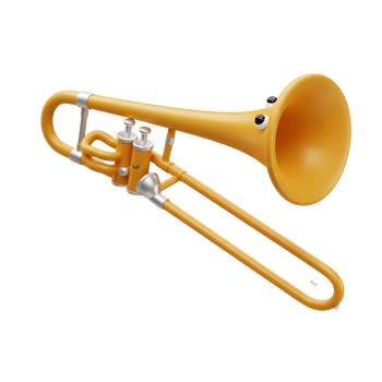 Whimsical Cartoon Trombone Illustration on a Clean White Background png