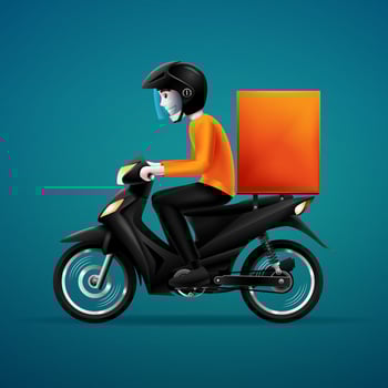 illustration of a restaurant food delivery courier vector