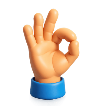 3d ok hand icon with blue cuff, symbolizing agreement, fine status, satisfaction and confirmation for business uses png
