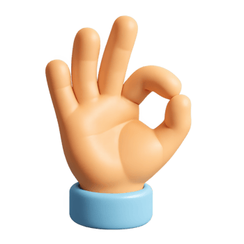 3d ok hand icon for positive feedback, approval, business confirmation and communication visuals png