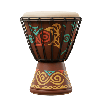 Isolated African Djembe Drum with Colorful Ethnic Pattern Decoration png