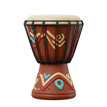 Isolated Djembe Drum with Ethnic Pattern Ideal for Music Education png