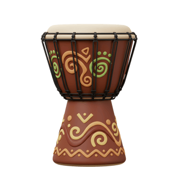 Isolated Djembe Drum with Ethnic Art Design for Percussion Music png