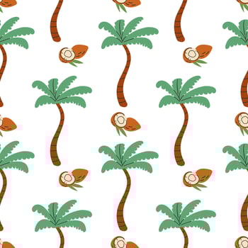 Tropical pattern with freehand drawn palm trees. Hawaii summer background for fabric, textiles, clothing, wrapping paper, cover, decoration, banner, wallpaper, r. illustration. vector