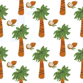 Tropical pattern with freehand drawn palm trees. Hawaii summer background for fabric, textiles, clothing, wrapping paper, cover, decoration, banner, wallpaper, interior illustration. vector