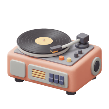 Retro Record Player Playing Music with Vintage Styled Design png