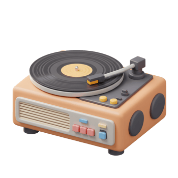 Retro Record Player with Vinyl Disc Music and Peach Tone png