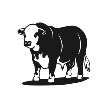 Hereford silhouette logo design concept of cattle farming vector