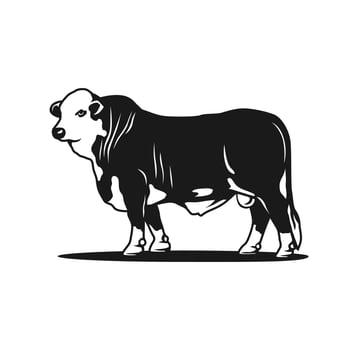 Hereford cow silhouette logo design concept of cattle farming vector