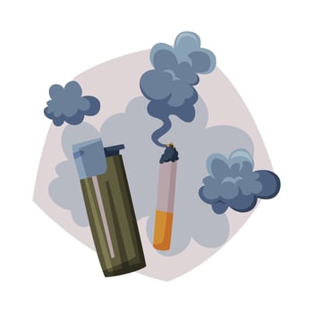 Cigarette Smoke, Air Passive Smoking Pollution Concept Illustration vector
