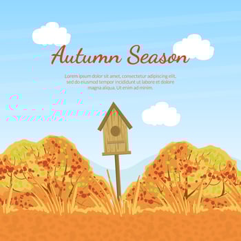 Autumn Season Banner Template with Fall Trees, Birdhouse and Space for Text, Seasonal Promotional Leaflet, Flyer, Invitation Card, Proposition from Store Illustration vector