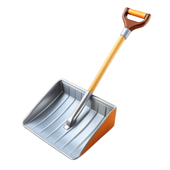 Stylish and sturdy snow shovel with comfortable handle grip and large scoop for heavy snow clearing png
