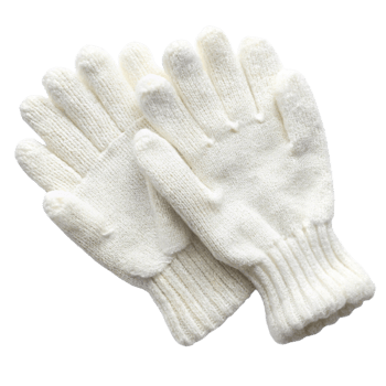 Elegant white winter gloves made from soft wool, featuring a traditional cable knit design for cold weather protection png