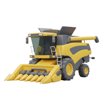 Yellow Combine Harvester Isolated on White Background for Agricultural Purposes png
