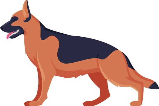 German Shepherd Purebred Dog, Pet Animal, Side View Illustration vector
