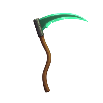 Glow in the Dark Scythe with Wooden Handle Isolated png