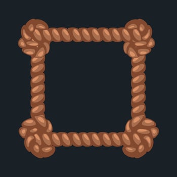 Cartoon rope square frame. Empty border for APP icon, Rope border vector