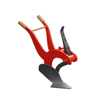 Isolated Farming Plough Tool with Red Frame and Gray Blade png