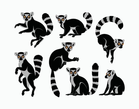 Lemur Silhouette EPS Template Collection vector