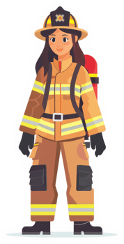 a Female firefighter in protective uniform png