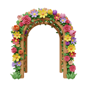 Flower Garden Archway with Colorful Flowers and Greenery Decoration png