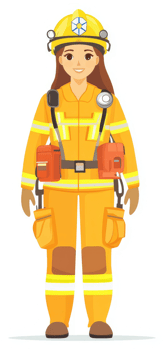 a Female firefighter in protective gears. png