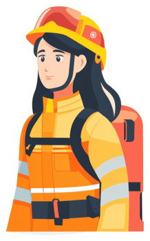 a female firefighter in protective gear png