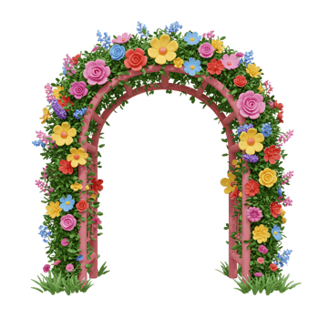 Floral Archway Covered in Colorful Flowers and Greenery Decoration png
