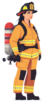 a female firefighter in protective gears png