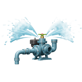 Water Pump Sprays Water with Force on White Background png