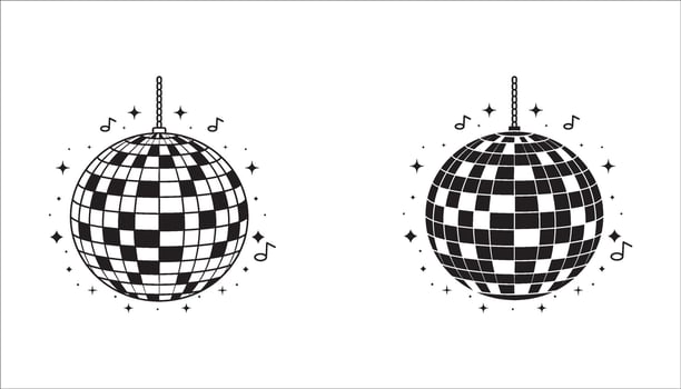 Disco ball with stars icon, disco ball sign stock . vector
