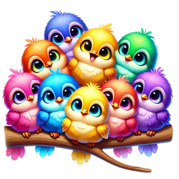 colorful birds sitting on a branch png