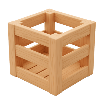 Wooden Crate Open Box Light Brown Perspective Storage Container png