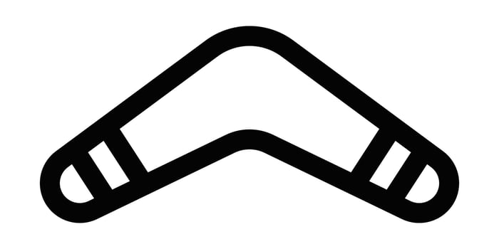 Boomerang curved weapon outline icon. Editable stroke. vector
