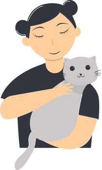 People and Cute Cat Illustration. vector