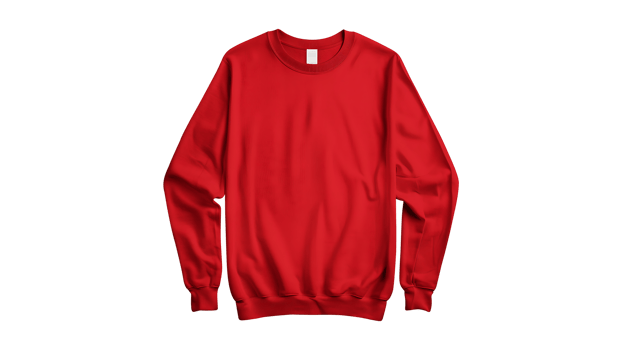 Red long-sleeved tee sweatshirt on a transparent background png