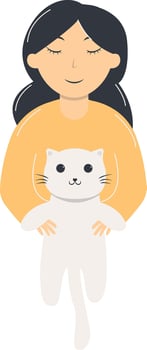 People and Cute Cat Illustration in Cartoon Design. vector