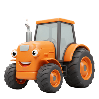 Cartoon Tractor with Smiling Face and Smoke Coming From Exhaust png