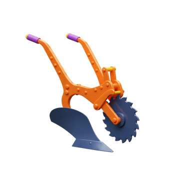 Agricultural Hand Plow with Disc Harrow for Garden or Small Farm png